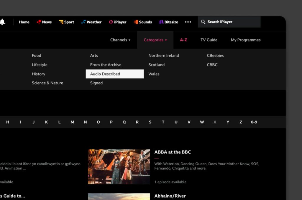 BBC accessibility in navigation