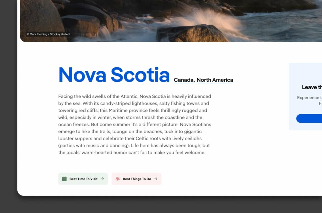 Lonely Planet clean landing pages