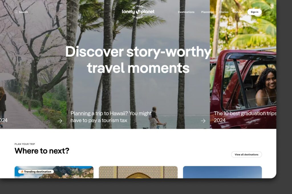 Lonely Planet easy-to-identify sections