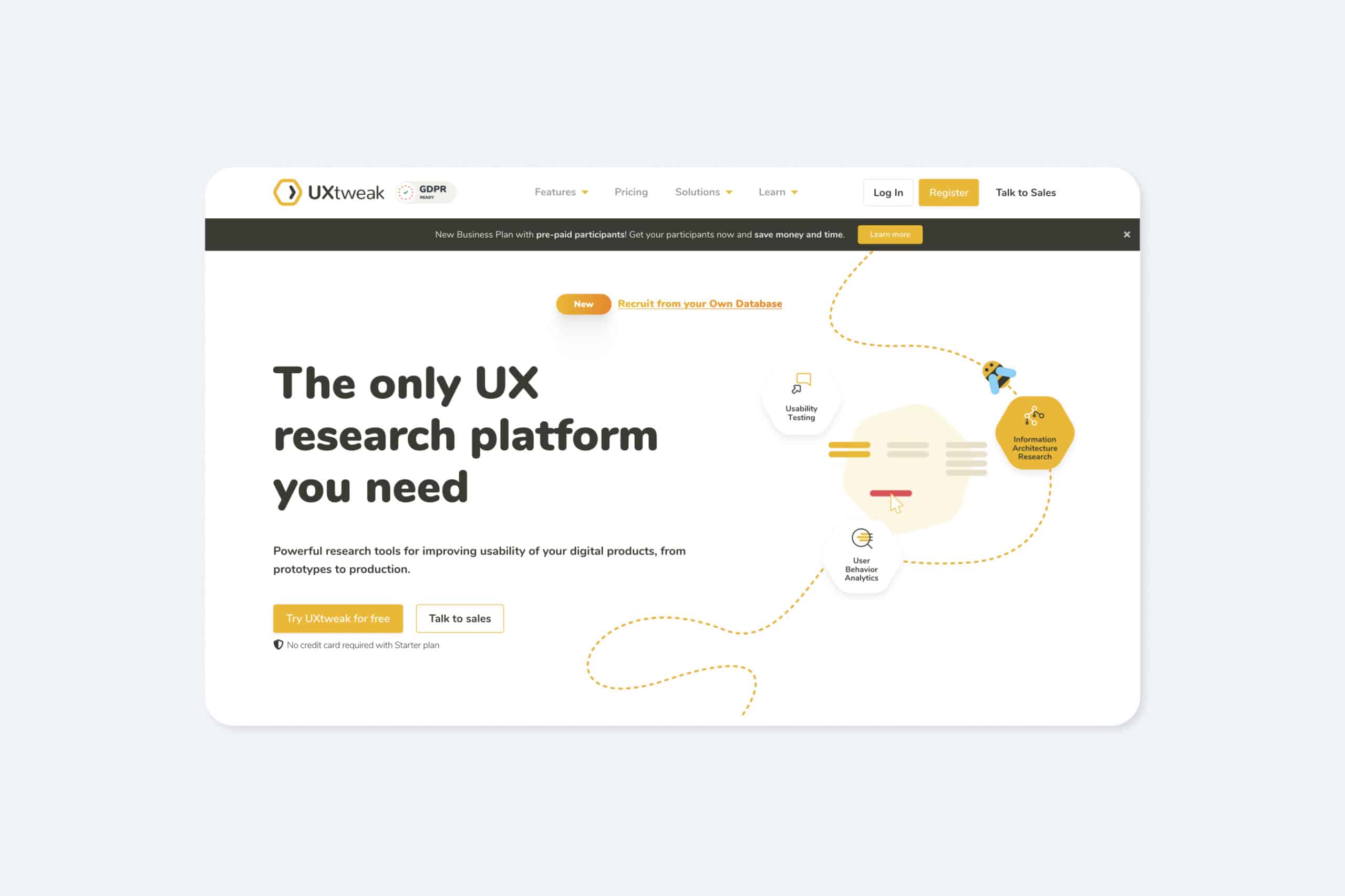 page from the UXtweak website