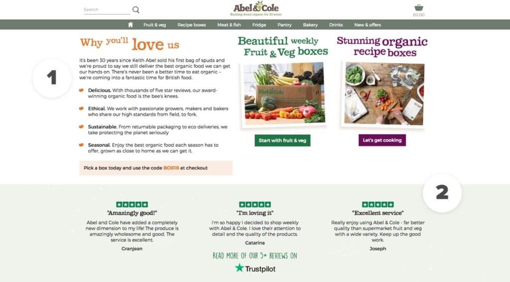 Abel & Cole Social Proofing