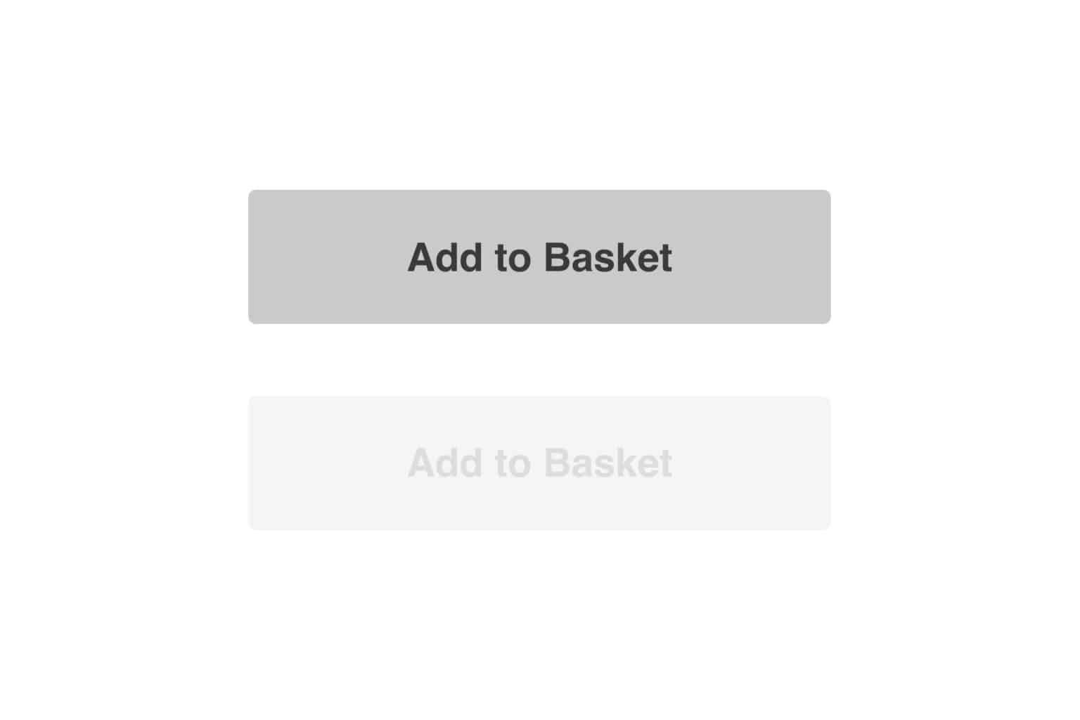 Image of two website buttons, one with sufficient colour contrast, and one with insufficient colour contrast