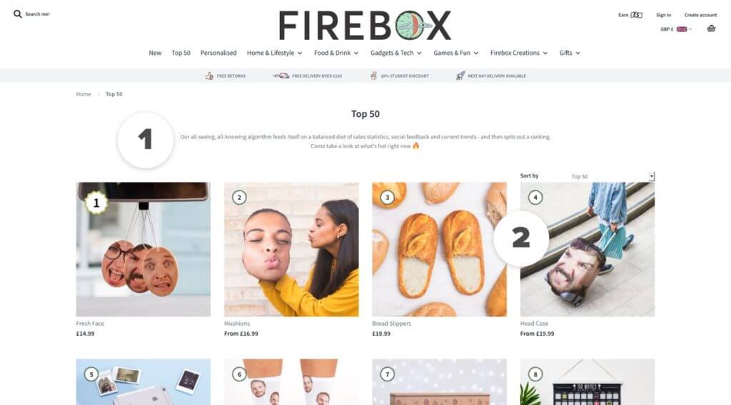 Firebox Top 50 Products (PLP)