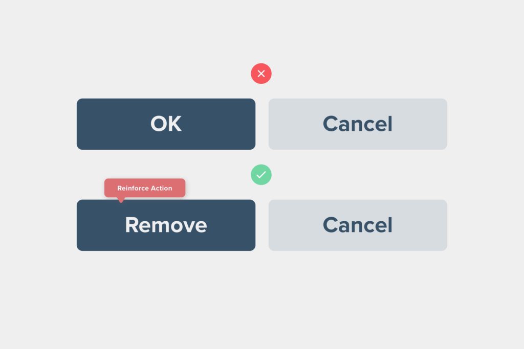 Example of using clear descriptive language on buttons.
