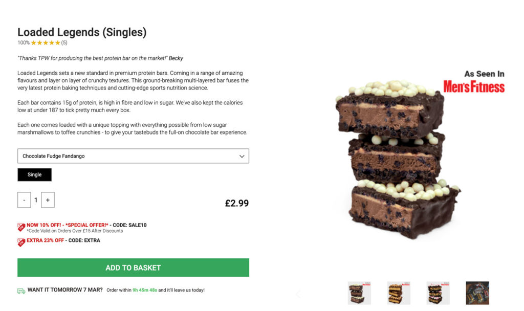 Protein Bar ecommerce page