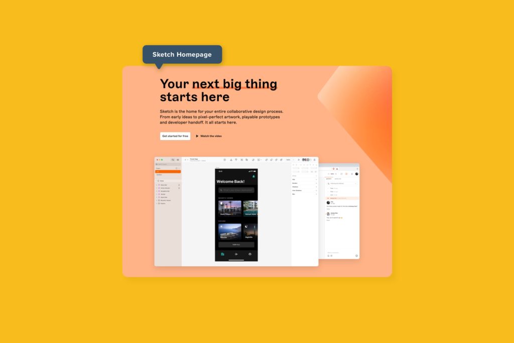 Screenshot of the Sketch homepage.