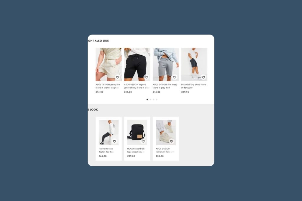 example of recommended products displayed on adidas ecommerce site